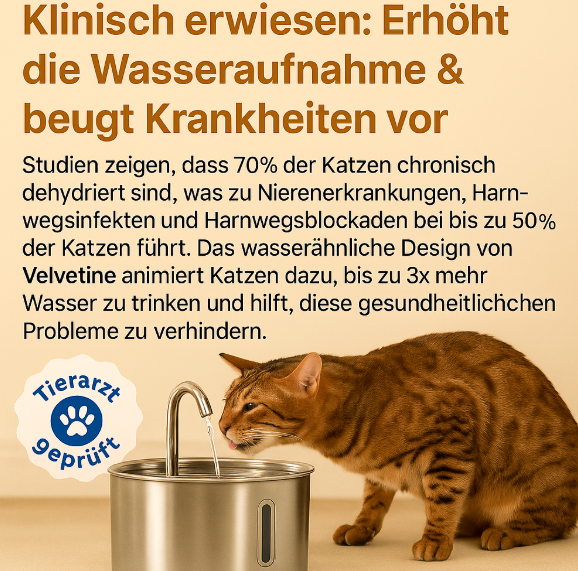 Schützen Sie Ihre Katze vor Dehydrierung und Harnnotfällen mit Velvetine.